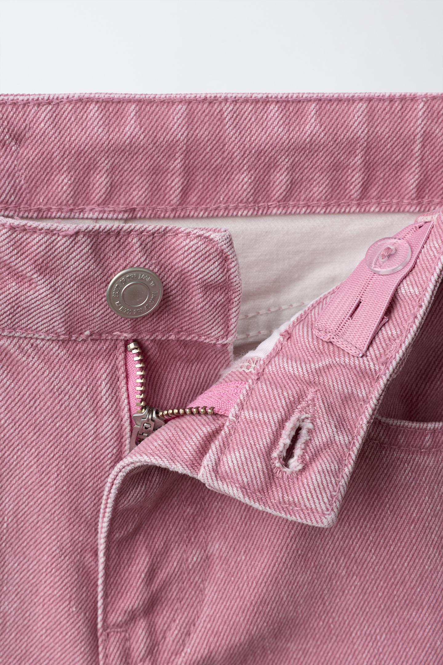 Детские шорты Zara Long Fruit OF the Loom™ Denim Bermuda, цвет: Розовый — фото 3