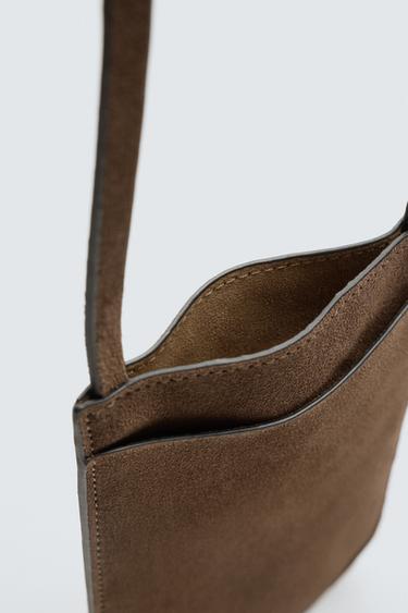 LEATHER CROSSBODY BAG - Brown by Zara - Image 3