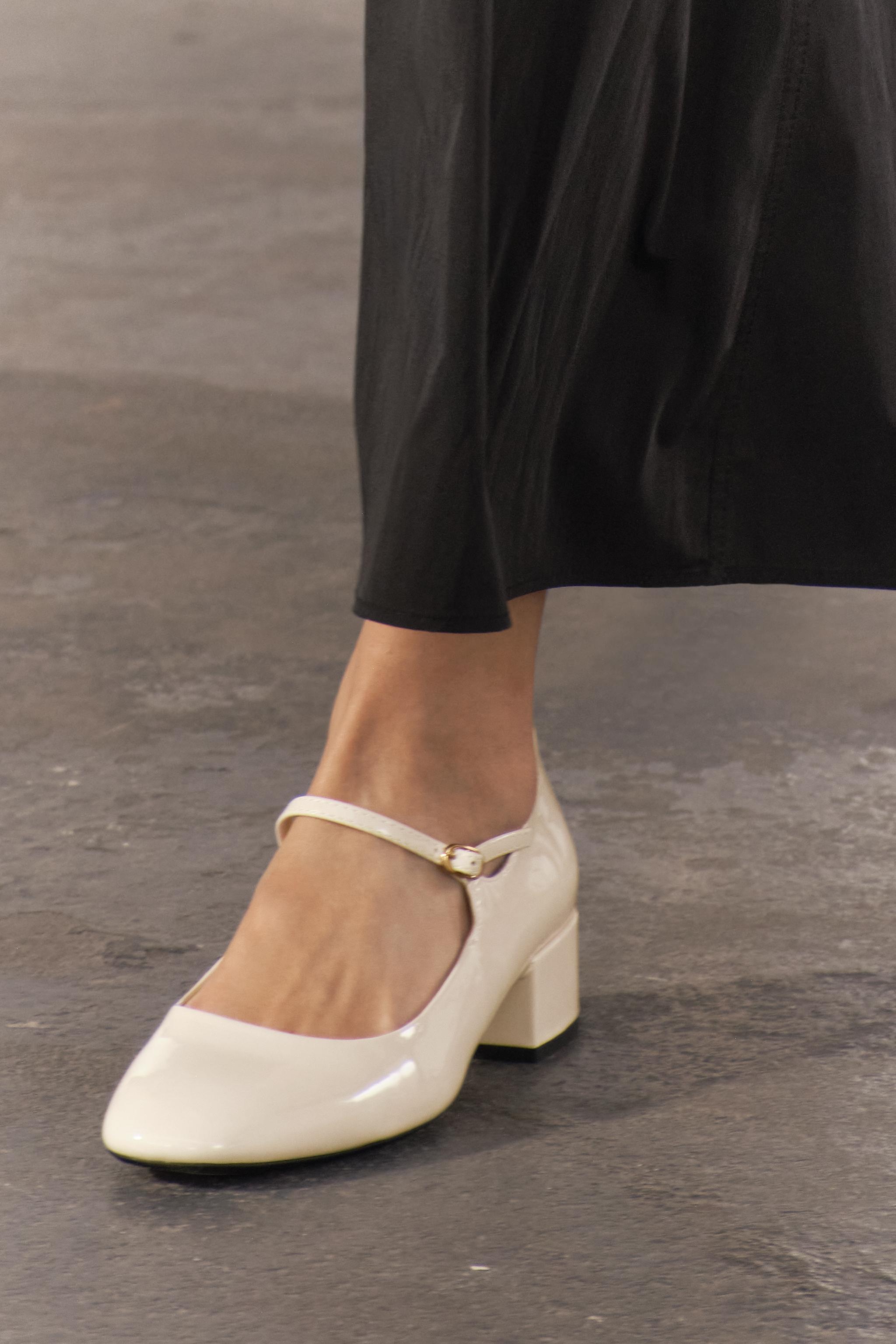 White shops patent leather flats