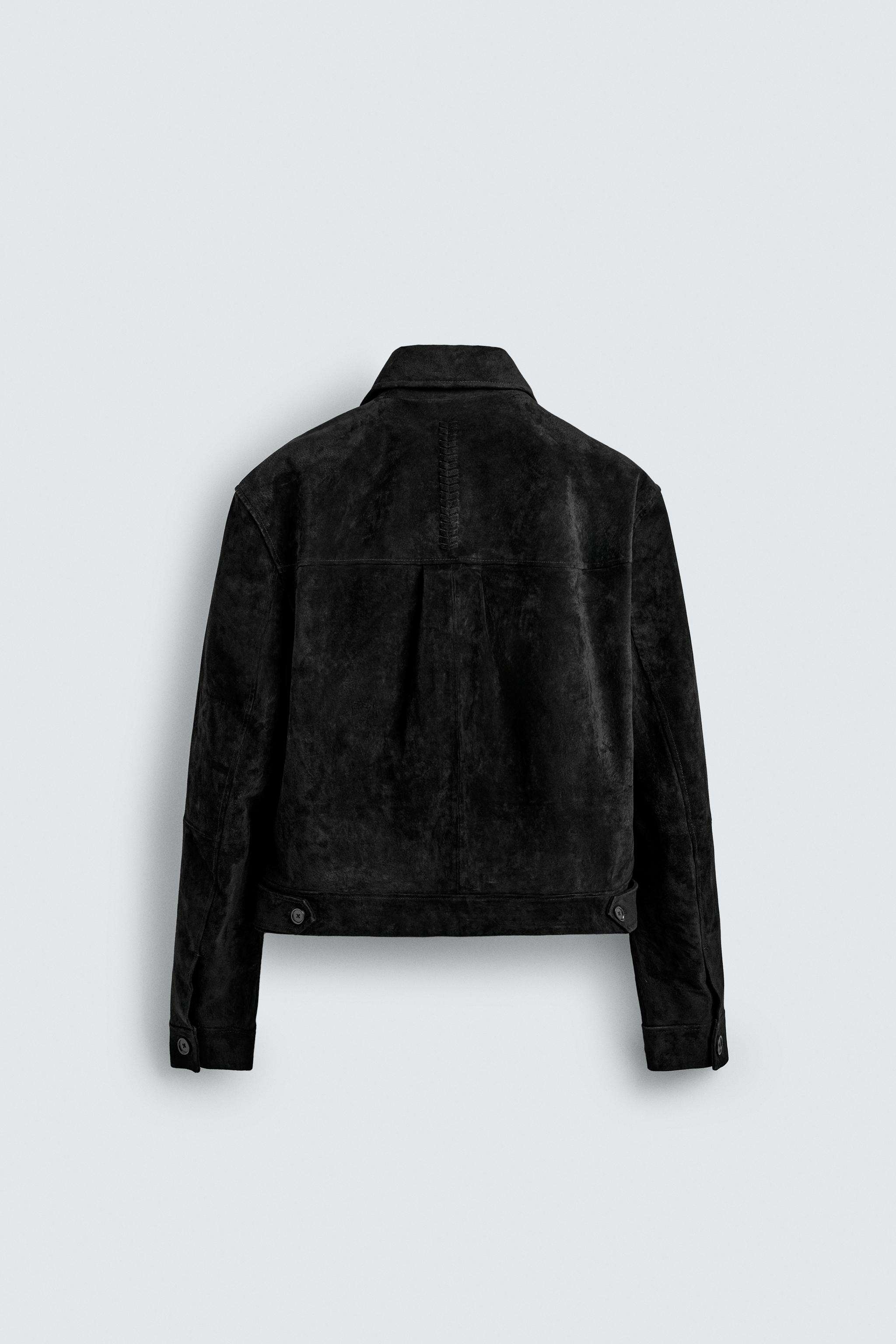 SUEDE LEATHER CROPPED FIT JACKET