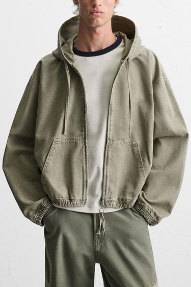 WASHED HOODED JACKET - Khaki by Zara