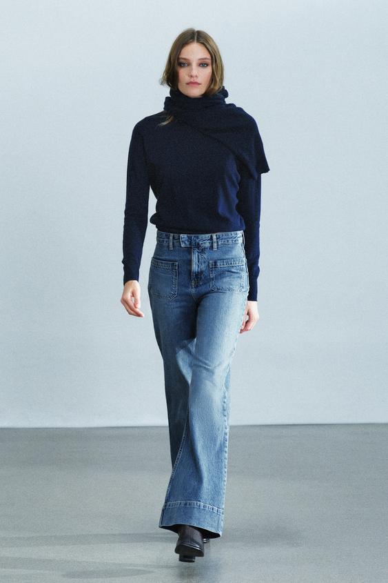JEANS ZW COLLECTION FLARE TIRO ALTO BOLSILLOS - Xanh dương từ Zara - Hình ảnh 0
