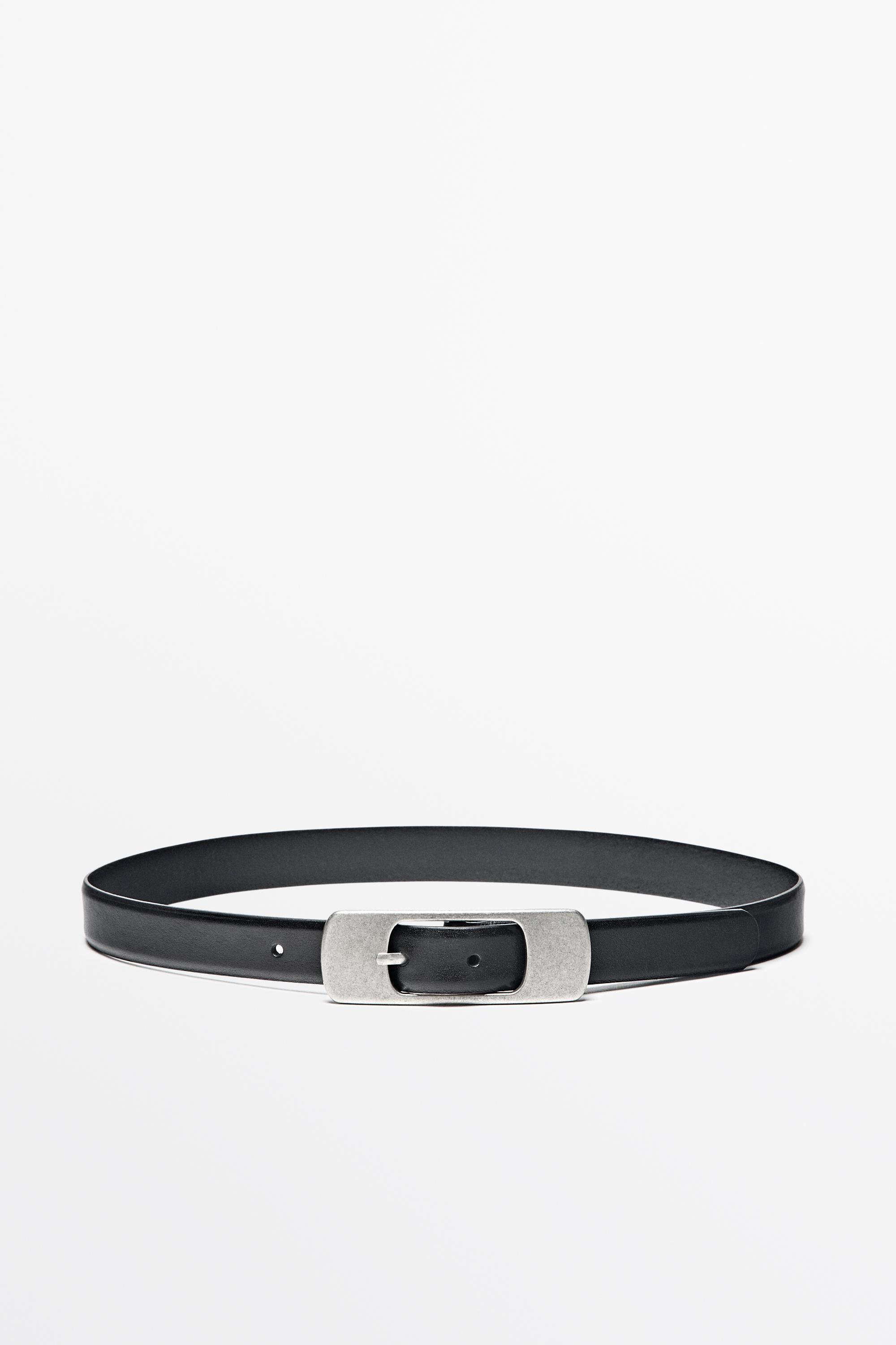 Nappa leather belt with flat buckle