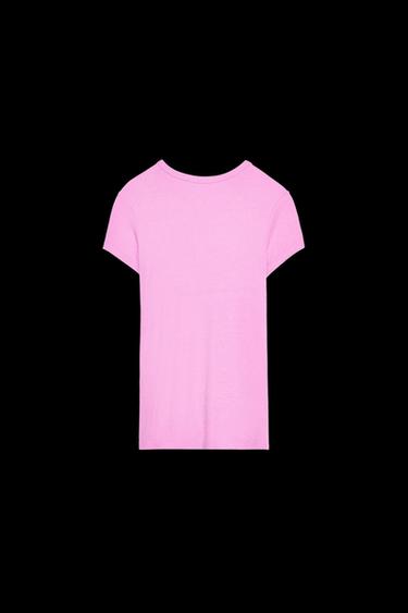 Zara SHORT SLEEVE VISCOSE T-SHIRT - Pink