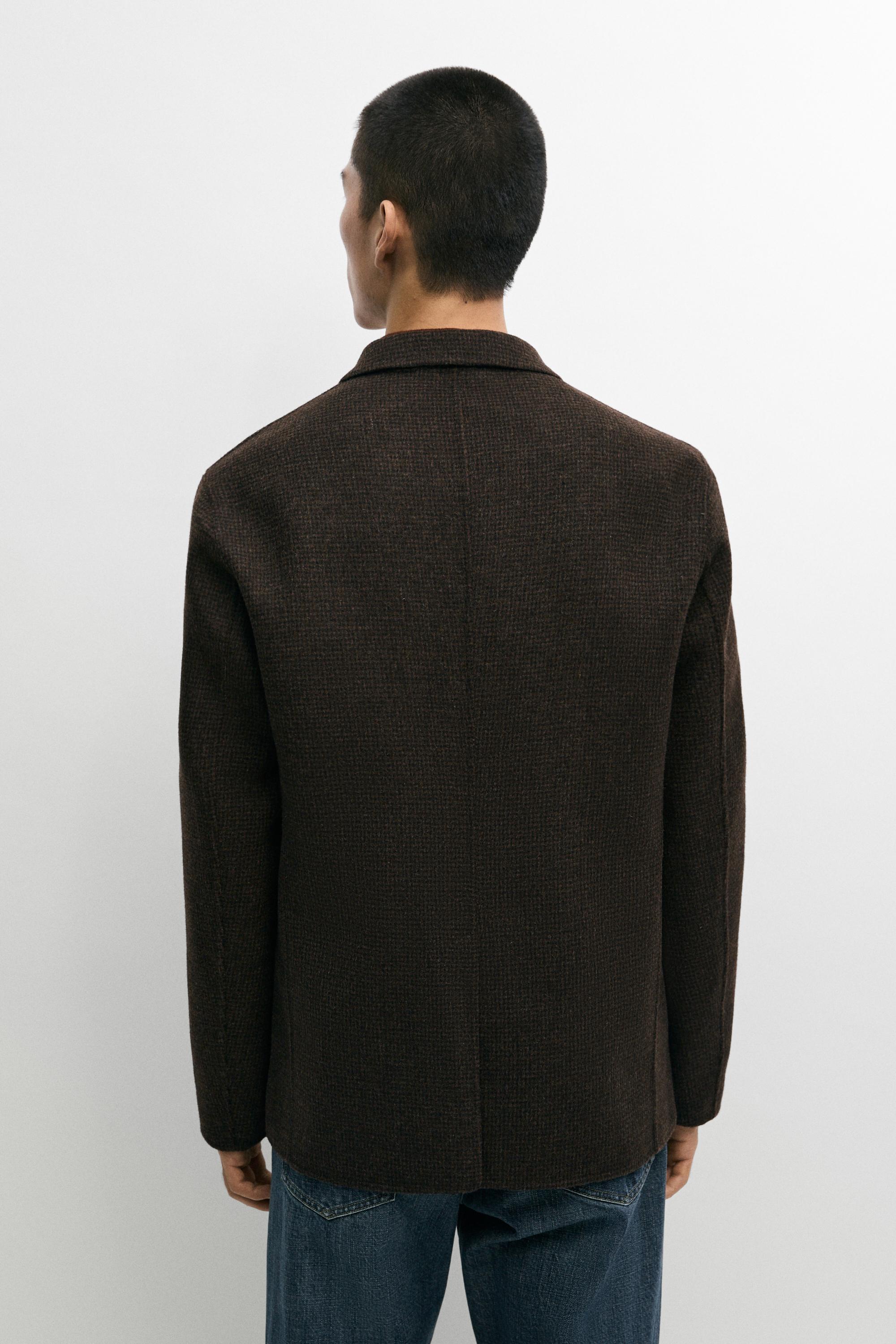 Blazer pied-de-poule en mélange de laine