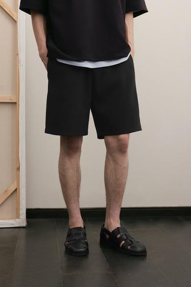 Zara 交織技術短褲 - 黑色