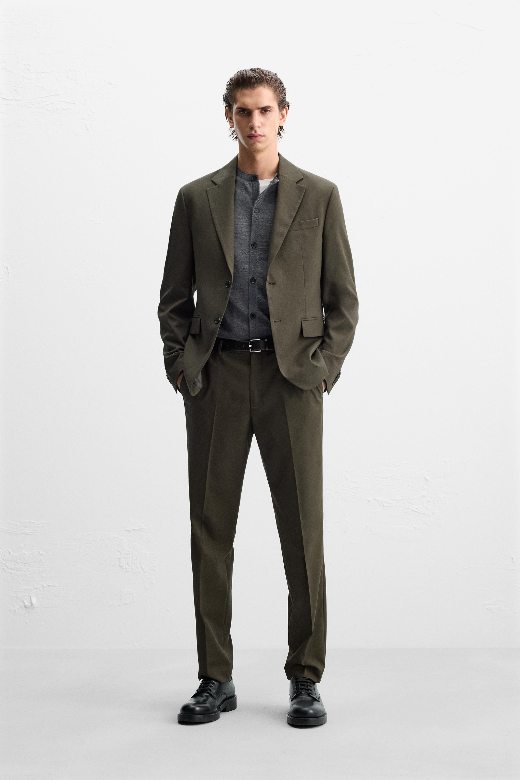 TEXTURED SUIT JACKET Moss green ZARA Canada