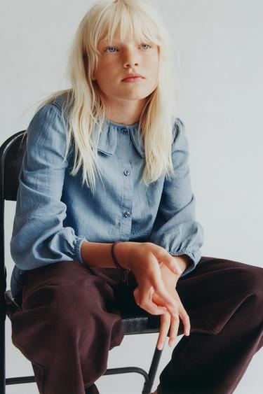 პერანგი პიტერ პენის საყელო სტრუქტურა - Zara-ს Blue / Grey