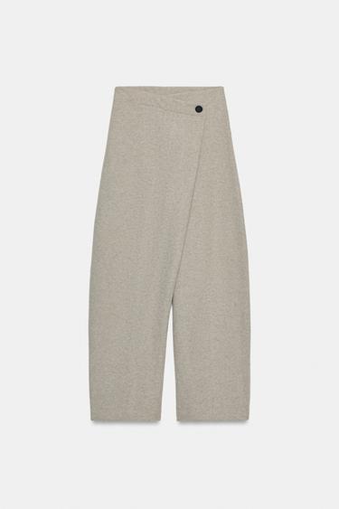 Zara WRAP FRONT BUTTON PANTS - Gray