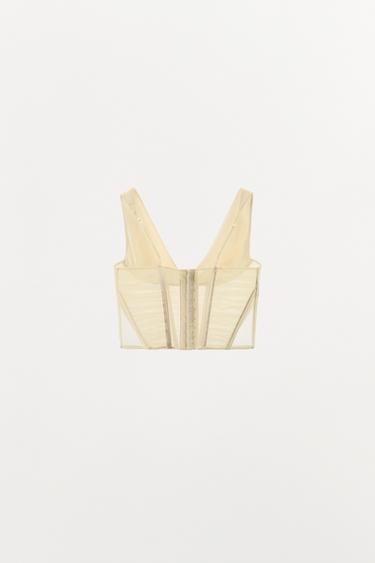 COMBINED SATIN CORSET TOP - Ecru by Zara - Image 5