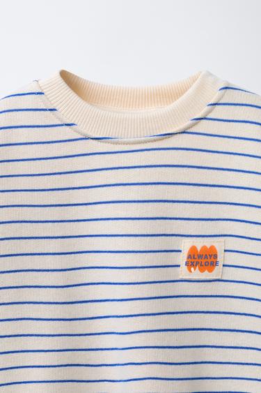 SWEAT À RAYURES - Bleu / Blanc de Zara - Image 2