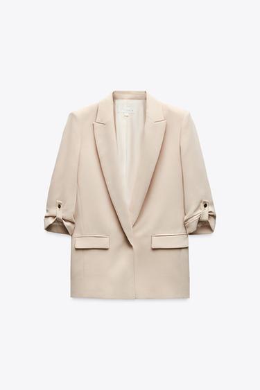 BLAZER WITH ROLLED-UP SLEEVES - Sand by Zara - Image 3
