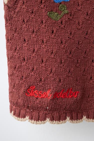 EMBROIDERED FLORAL KNIT BERMUDA SHORTS SISSEL EDELBO X ZARA KIDS - Brown by Zara - Image 3