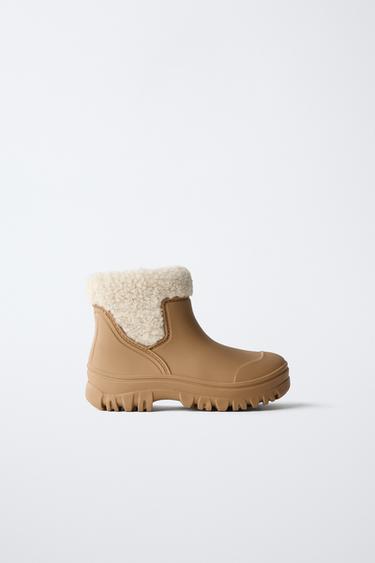 FAUX SHEARLING WELLIES - Caramel Brown by Zara - Image 0