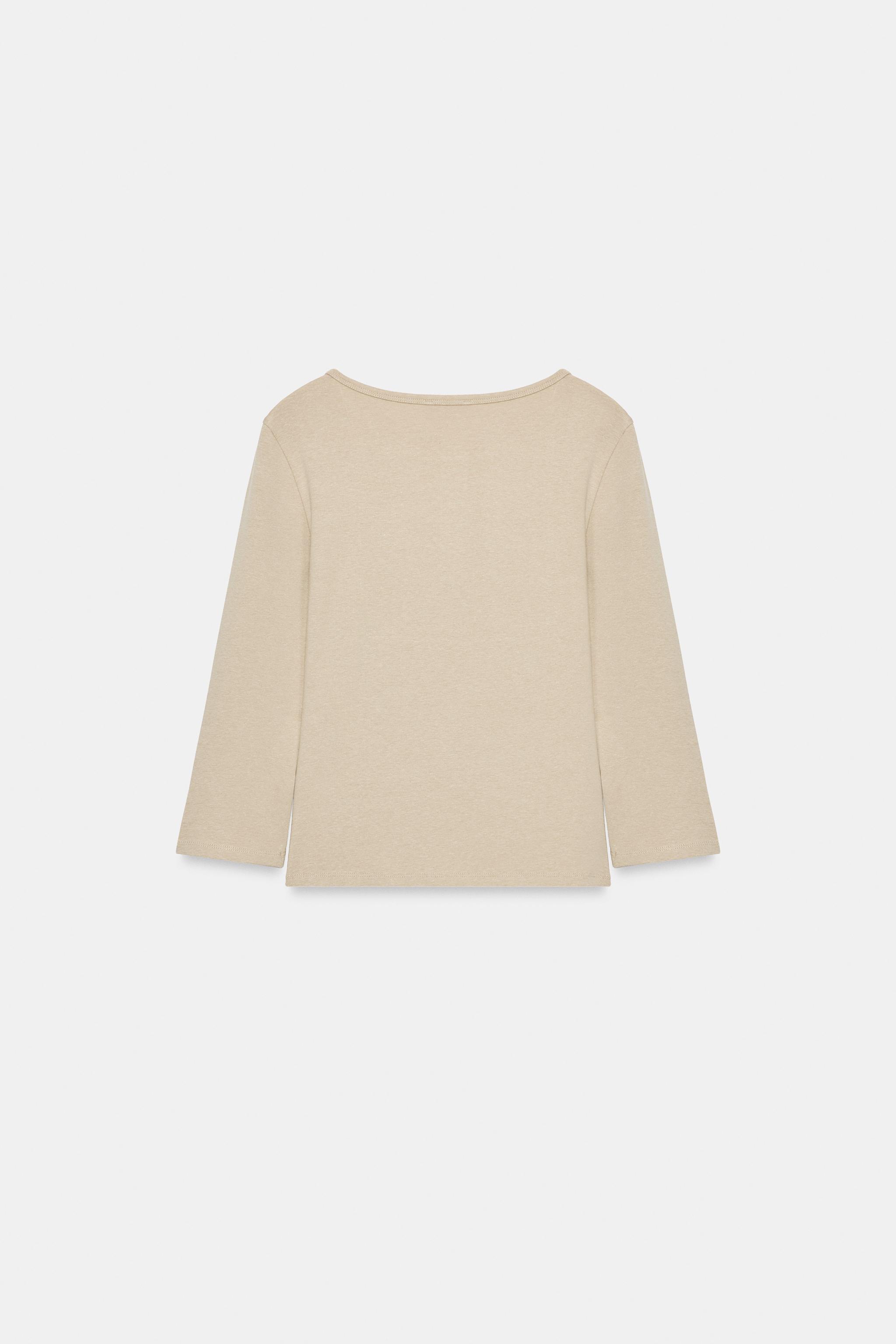 Женские футболки Zara HENLEY T-SHIRT — фото 7