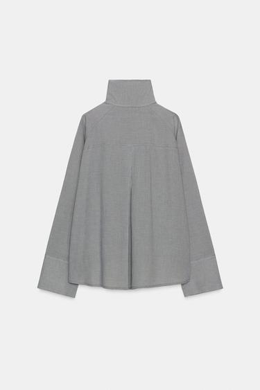 CHEMISE OVERSIZE À CARREAUX AVEC POCHE ZW COLLECTION - Bleu marine de Zara - Image 6