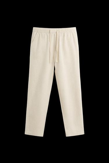 RELAXED-FIT-HOSE AUS BAUMWOLLE UND LEINEN - Hellbeige von Zara