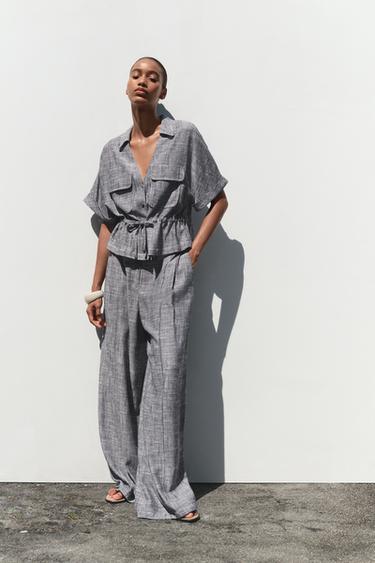 СОРОЧКА-САФАРІ НА ОСНОВІ ЛЬОНУ - Індиго Zara - Зображення 0