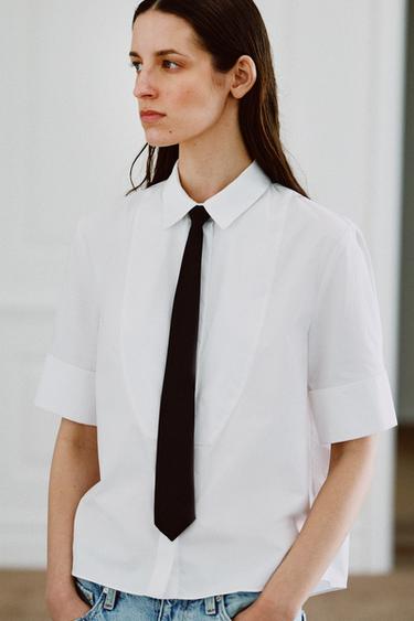ZW COLLECTION SHIRT WITH TIE - White by Zara