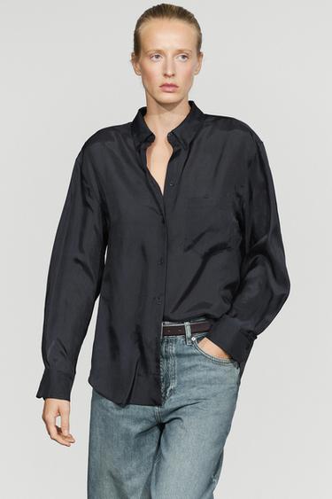 Flowing shirt with pocket detail — Navy blue 2