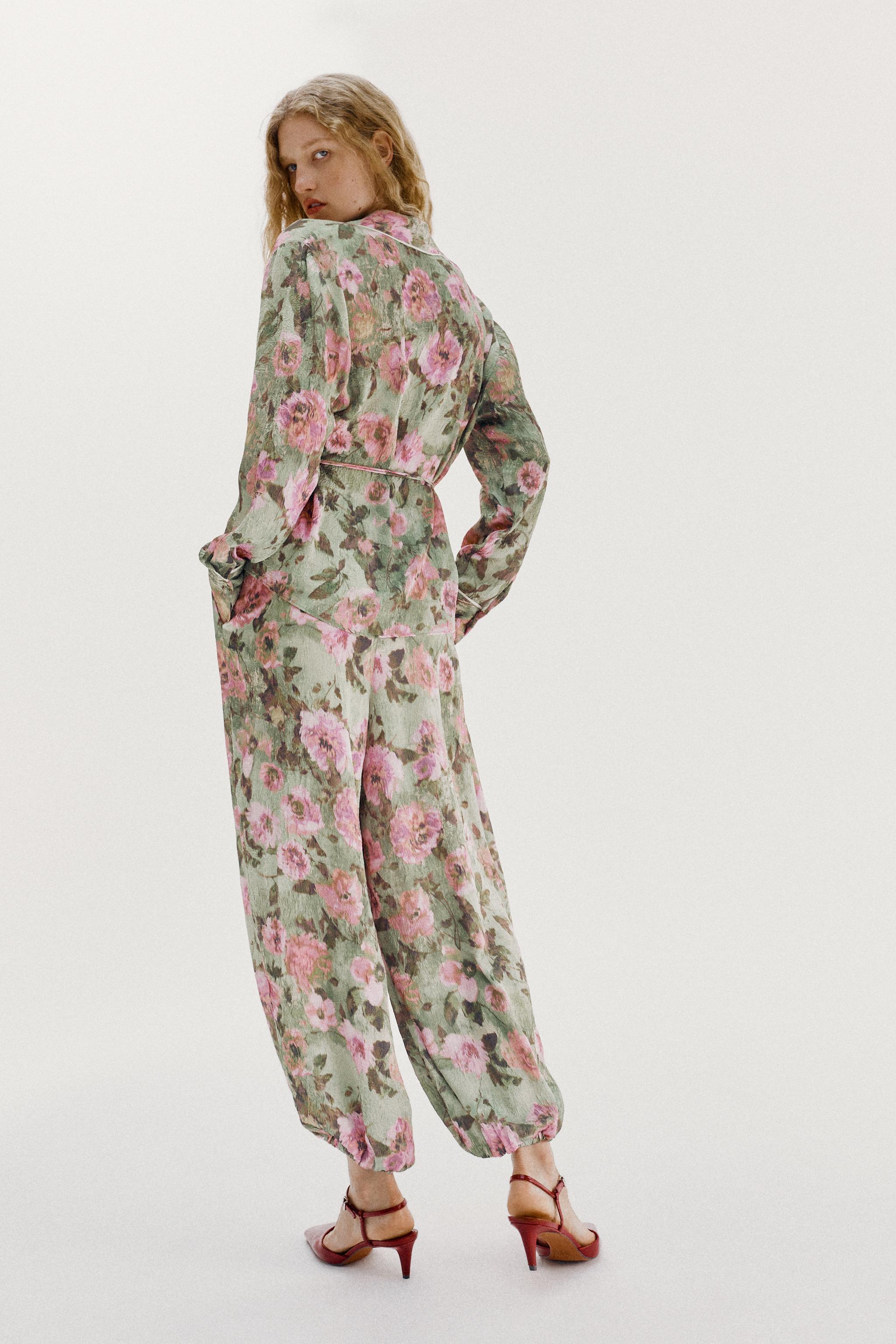 Женские брюки Zara FLORAL PRINT BALLOON TROUSERS — фото 5