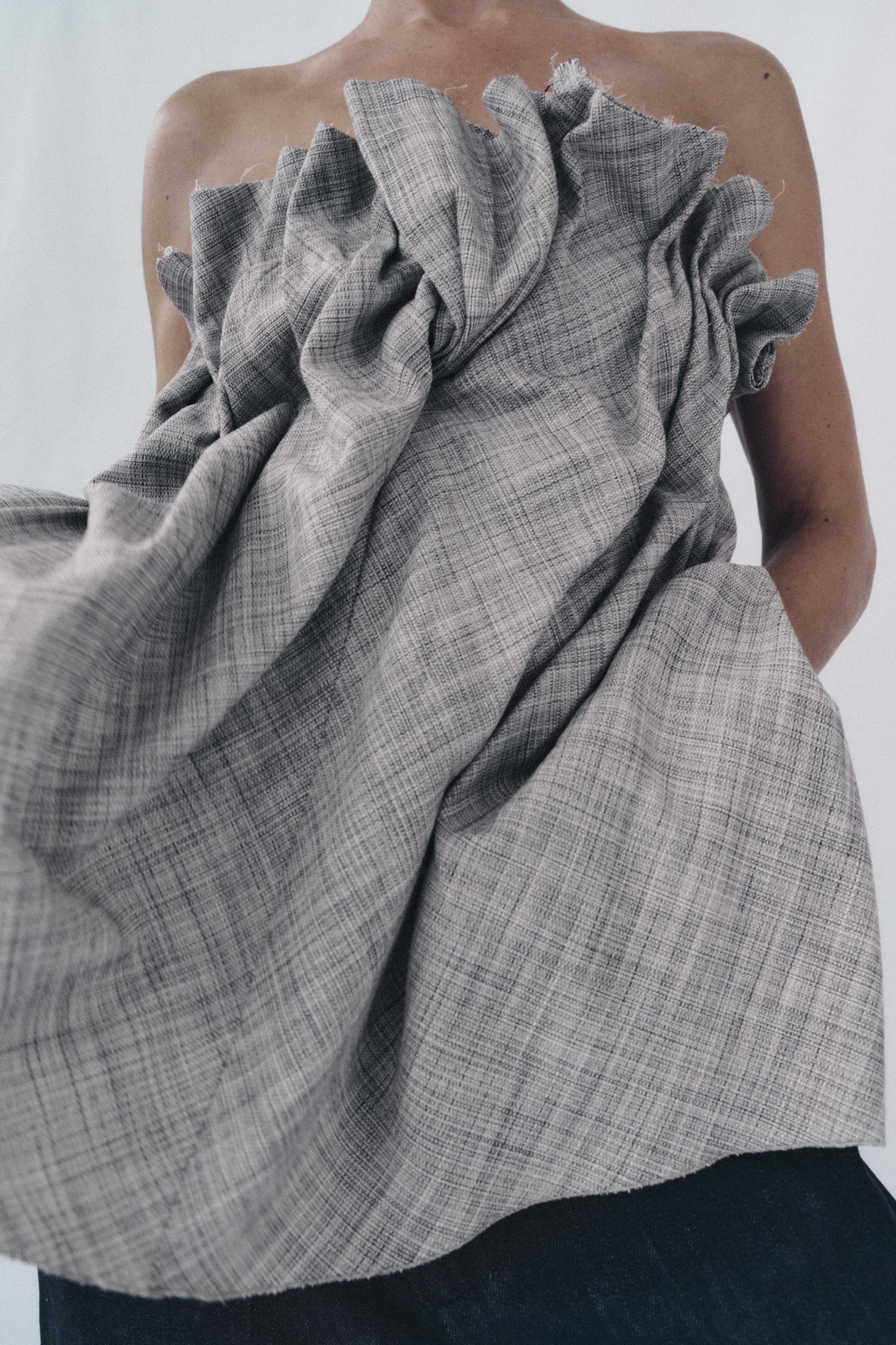 STRIPED DRAPED TOP ZW COLLECTION