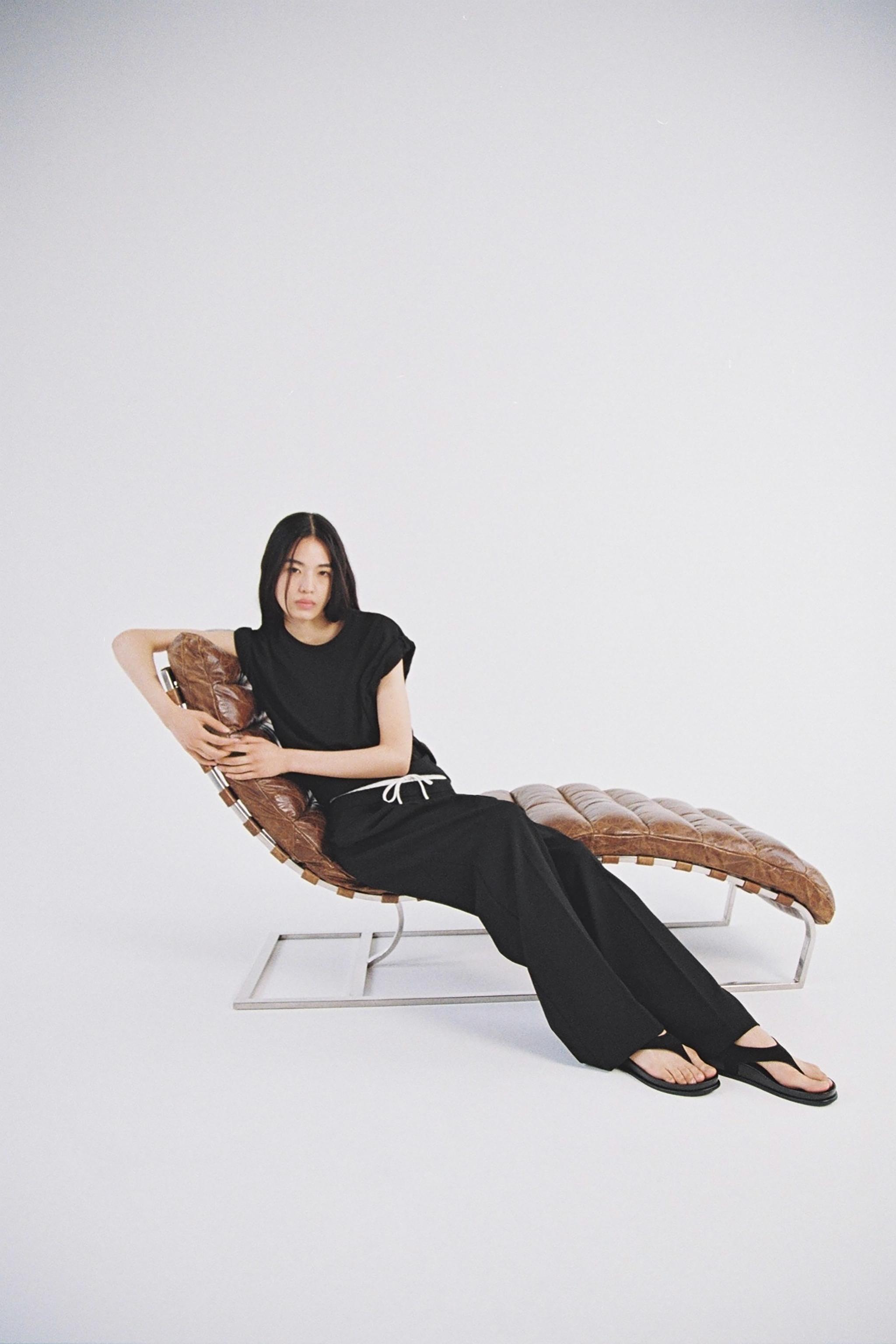 スペイン発送 ZARA クランプ付きワイドレッグハイウエストパンツ org.jpg