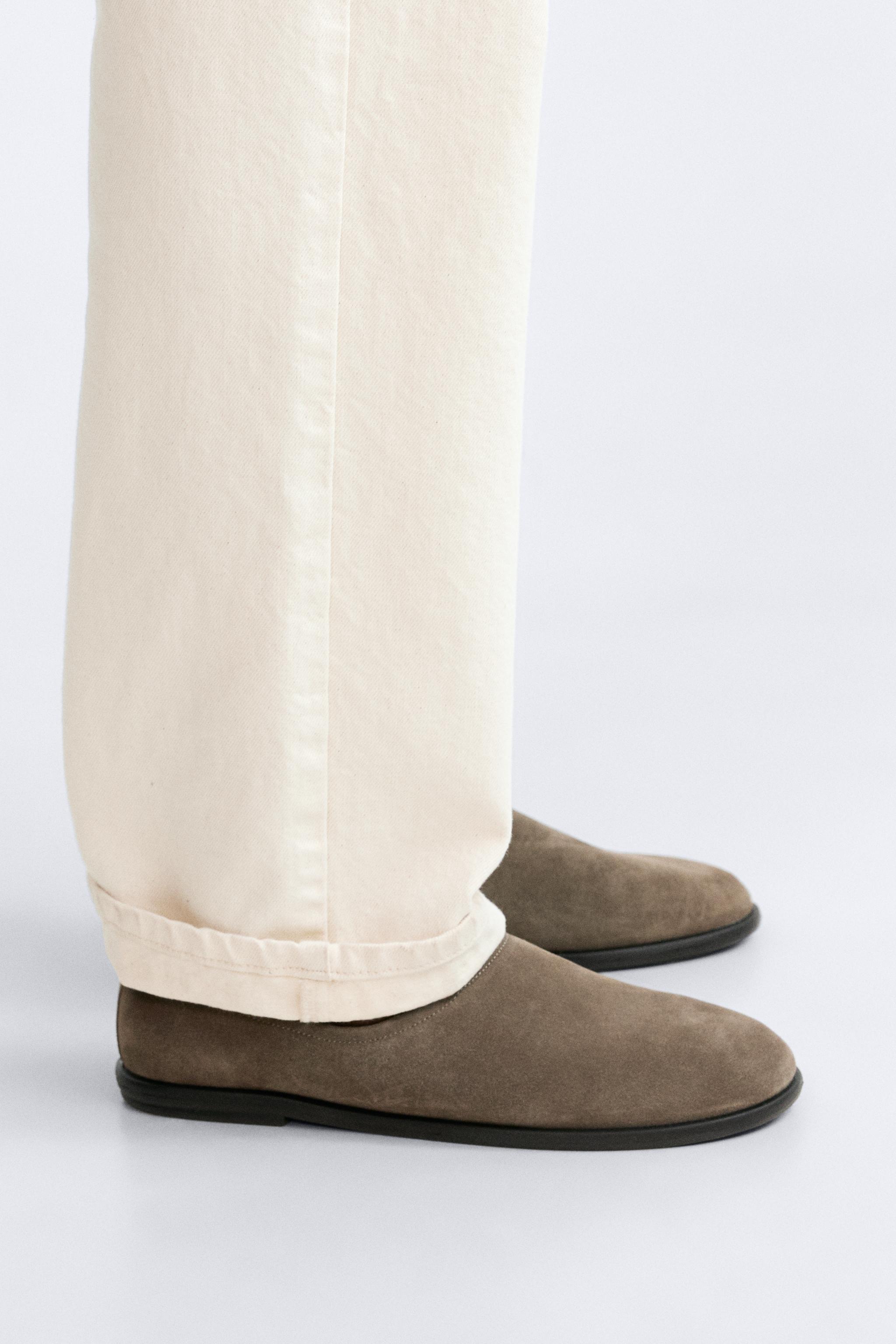 SOFT SPLIT LEATHER LOAFERS - Taupe Gray | ZARA United States