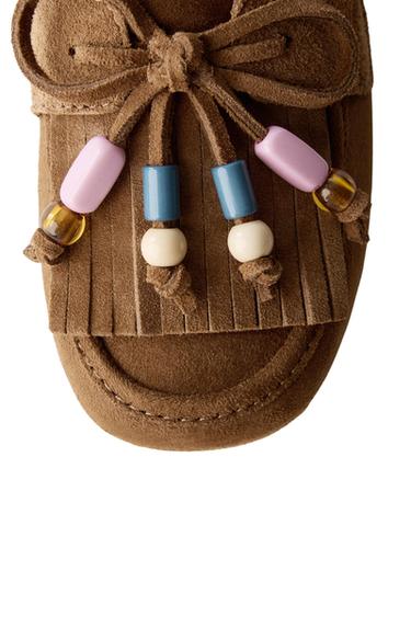Zara BEADED LOAFERS - Brown