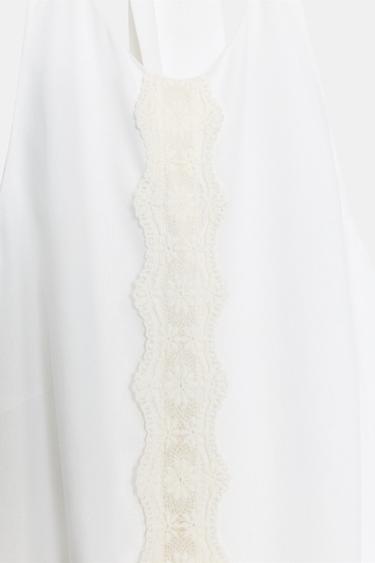 COMBINED LINEN BLEND MIDI DRESS - White by Zara - Image 9