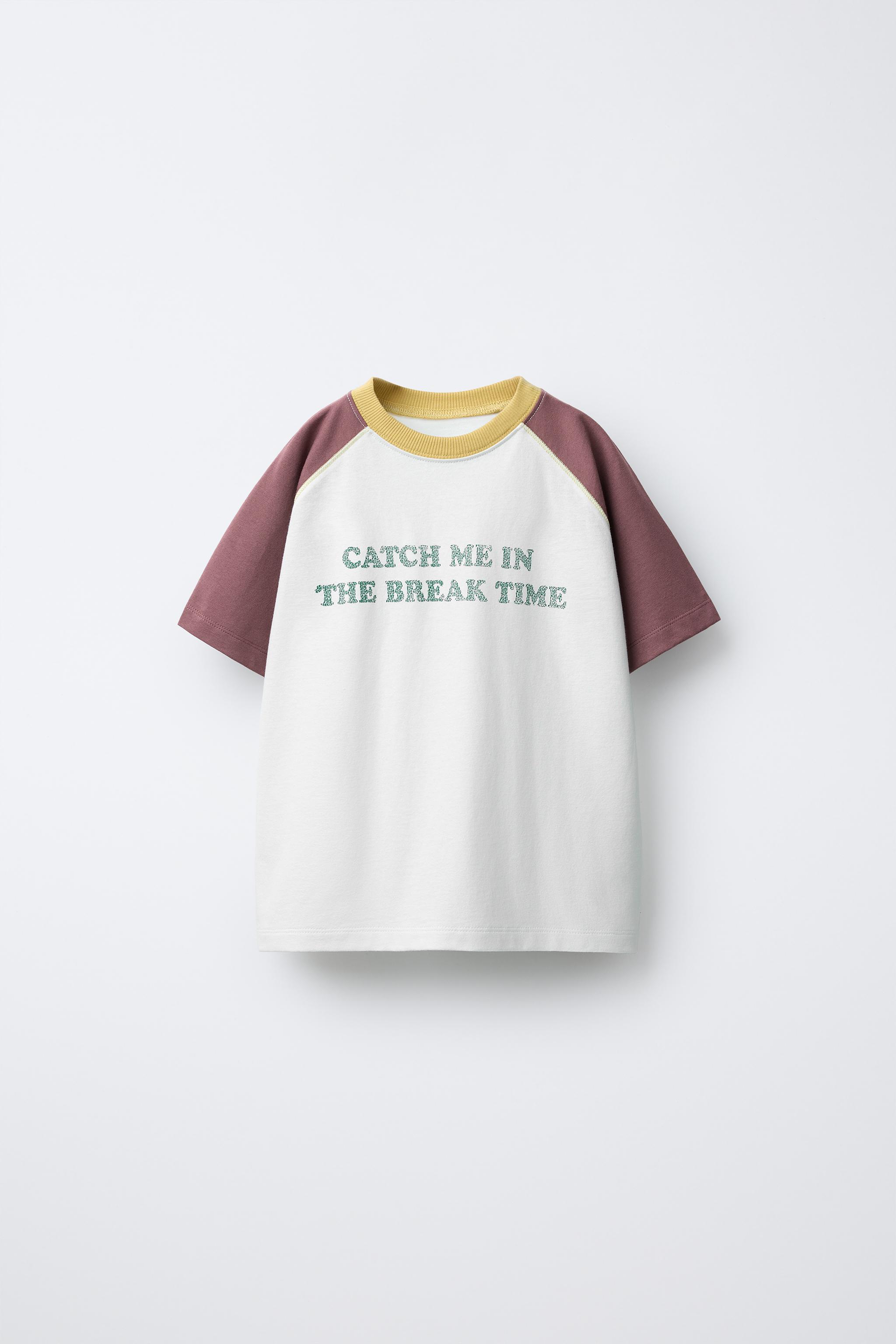 コントラストラグランスリーブTシャツ - アイス グレー | ZARA