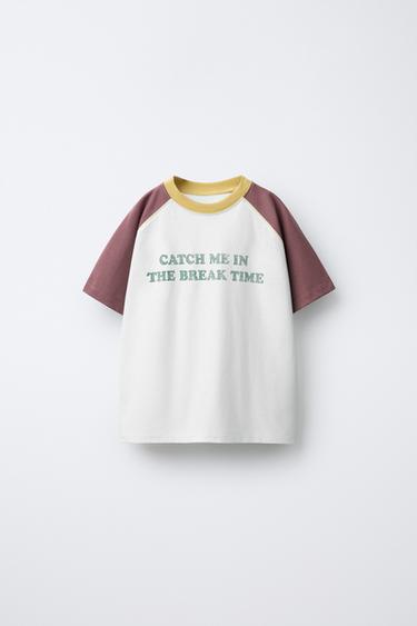 T-SHIRT MET CONTRASTERENDE RAGLANMOUWEN - IJs van Zara - Afbeelding 0