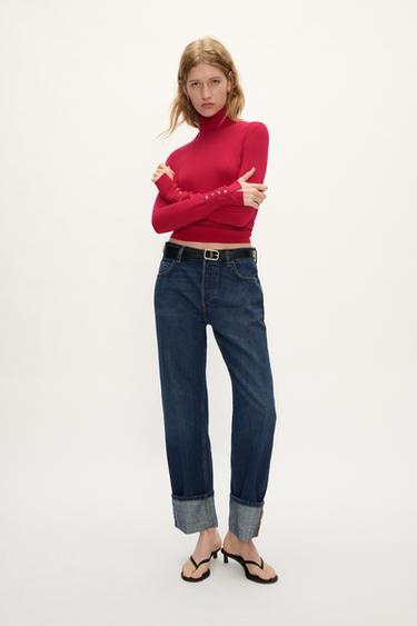 Zara BASIC TURTLENECK KNIT SWEATER - Pink / Mauve