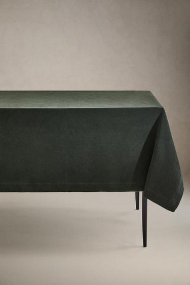 COLOURED HEAVY-LINEN TABLECLOTH - Green by Zara