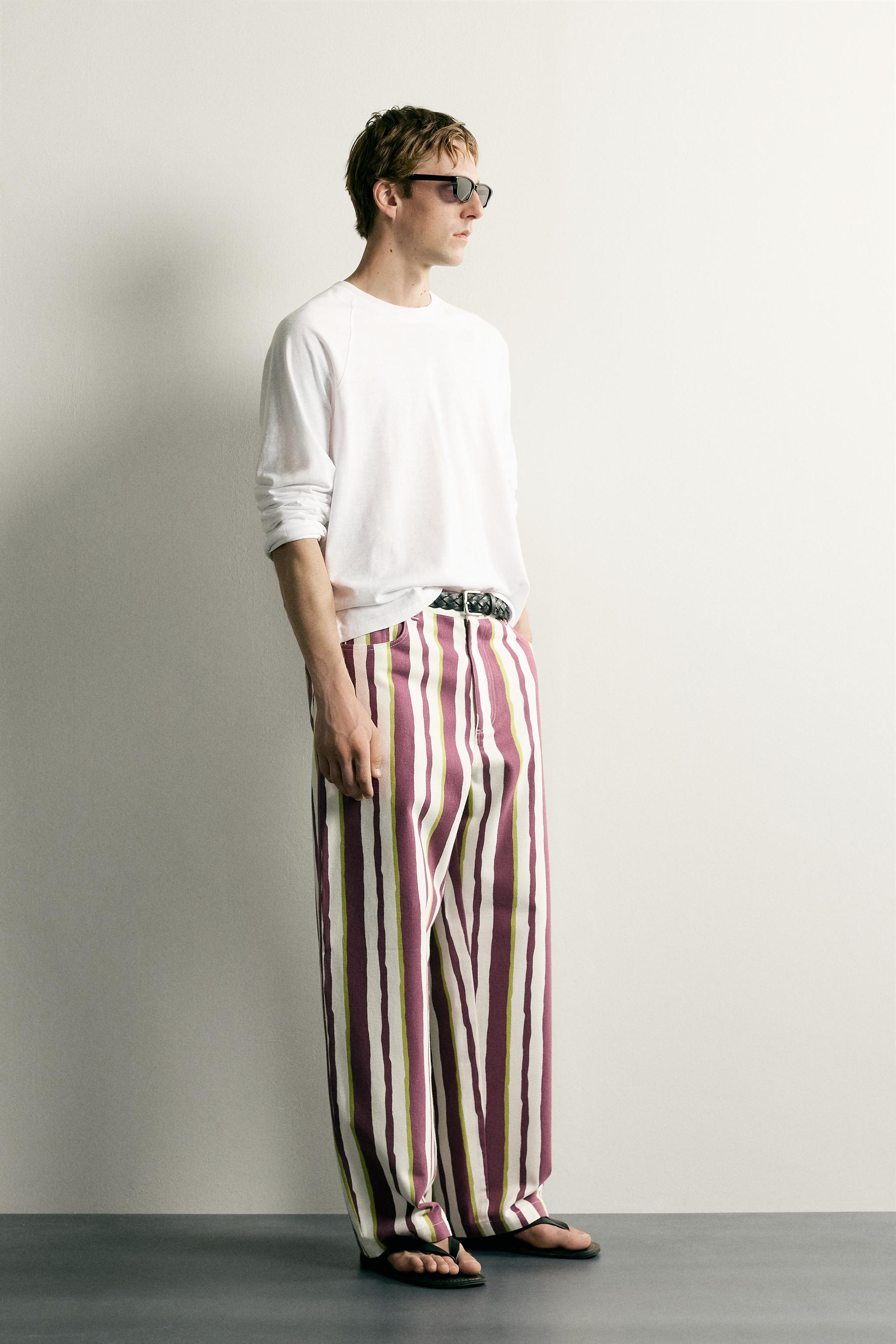 Zara ÇİZGİLİ STRAIGHT FIT PANTOLON görsel 4