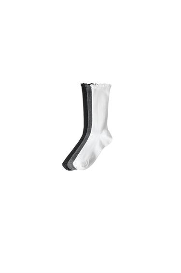 3-PACK OF TERRY MID-CALF SOCKS - Black / White by Zara