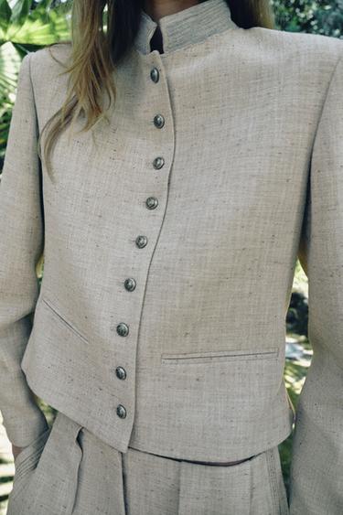 ZW COLLECTION PLEATED BLAZER - Beige by Zara - Image 1