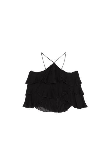 PLEATED TOP WITH RUFFLES