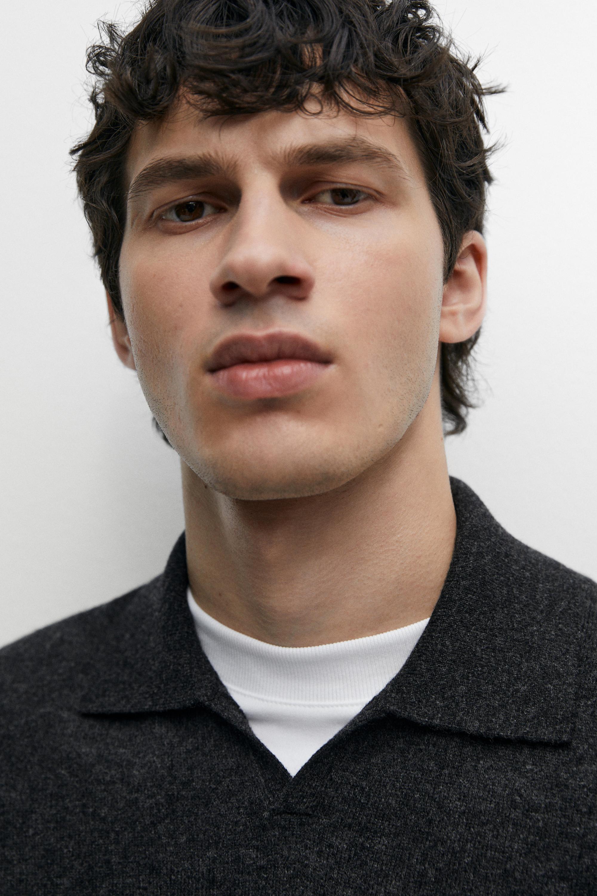 100% wool knit polo sweater
