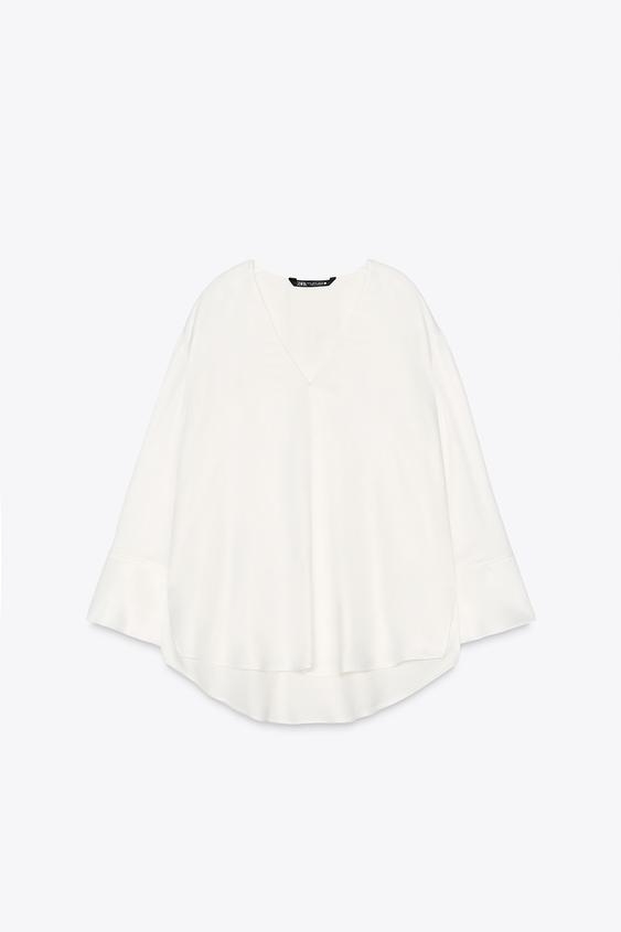Haut Femme Zara Couleur Blanc Cassé - Taille XL - Manches Longues - Occasion Très Bon état