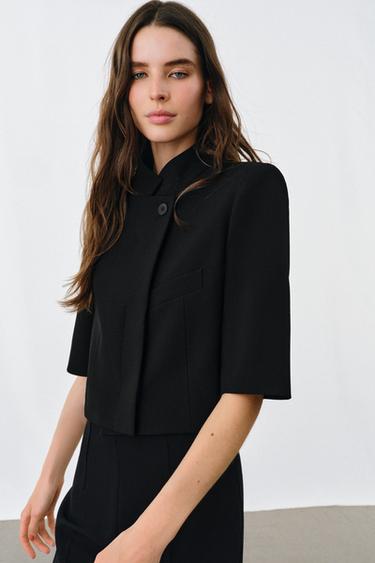 ZW COLLECTION KORT BLAZER MED KORTE ÆRMER - Sort fra Zara