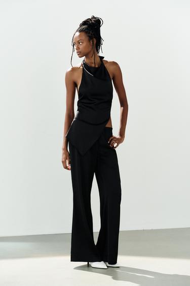 PANTALÓN SATINADO CORDONES - Negro de Zara