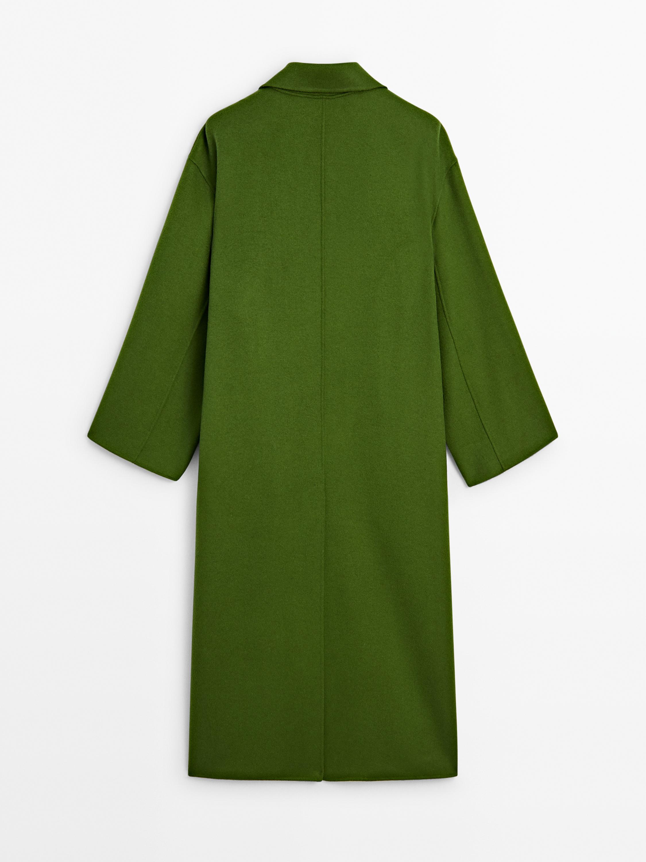 Long wool blend double-breasted coat - Green