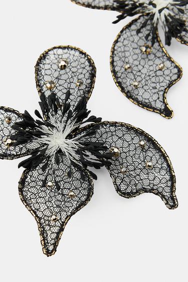 MAXI FLOWER EARRINGS - Black by Zara - Image 3