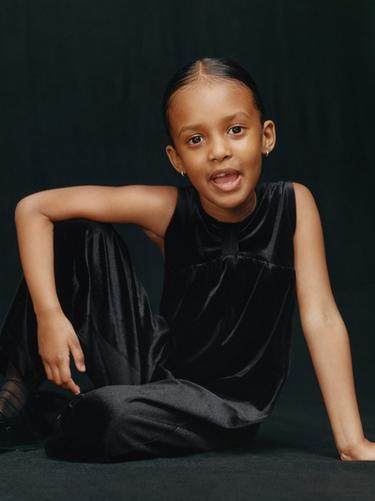 Zara LONG VELVET JUMPSUIT WITH BOW - Black