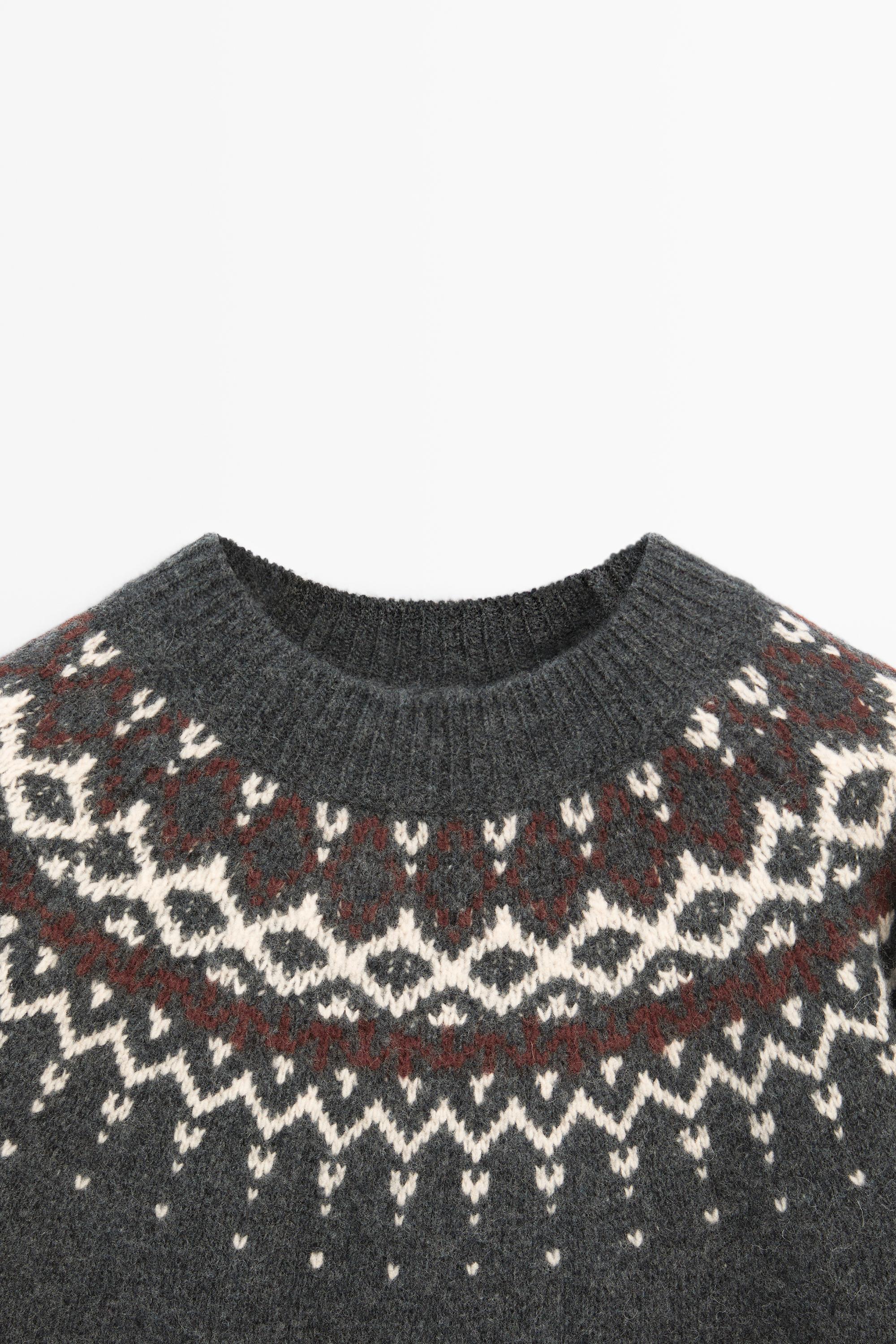Pull en maille jacquard 100 % laine