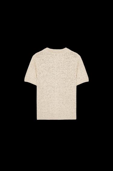 KNITTED TOP WITH ORGANZA BOW - Sand by Zara