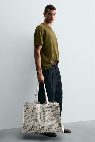 CONTRAST COMBINED FILIPE JARDIM X ZARA TOTE BAG - Printed by Zara - Image 0