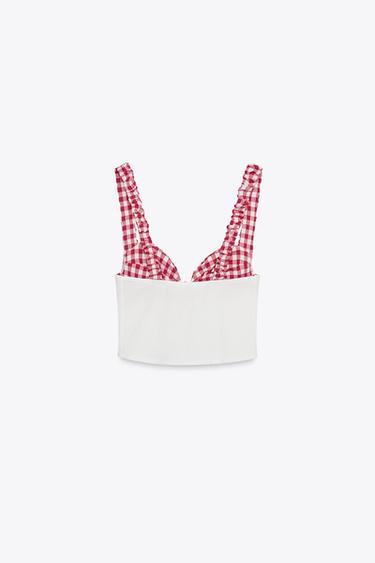 GINGHAM CORSET TOP - Oyster-white by Zara - Image 6