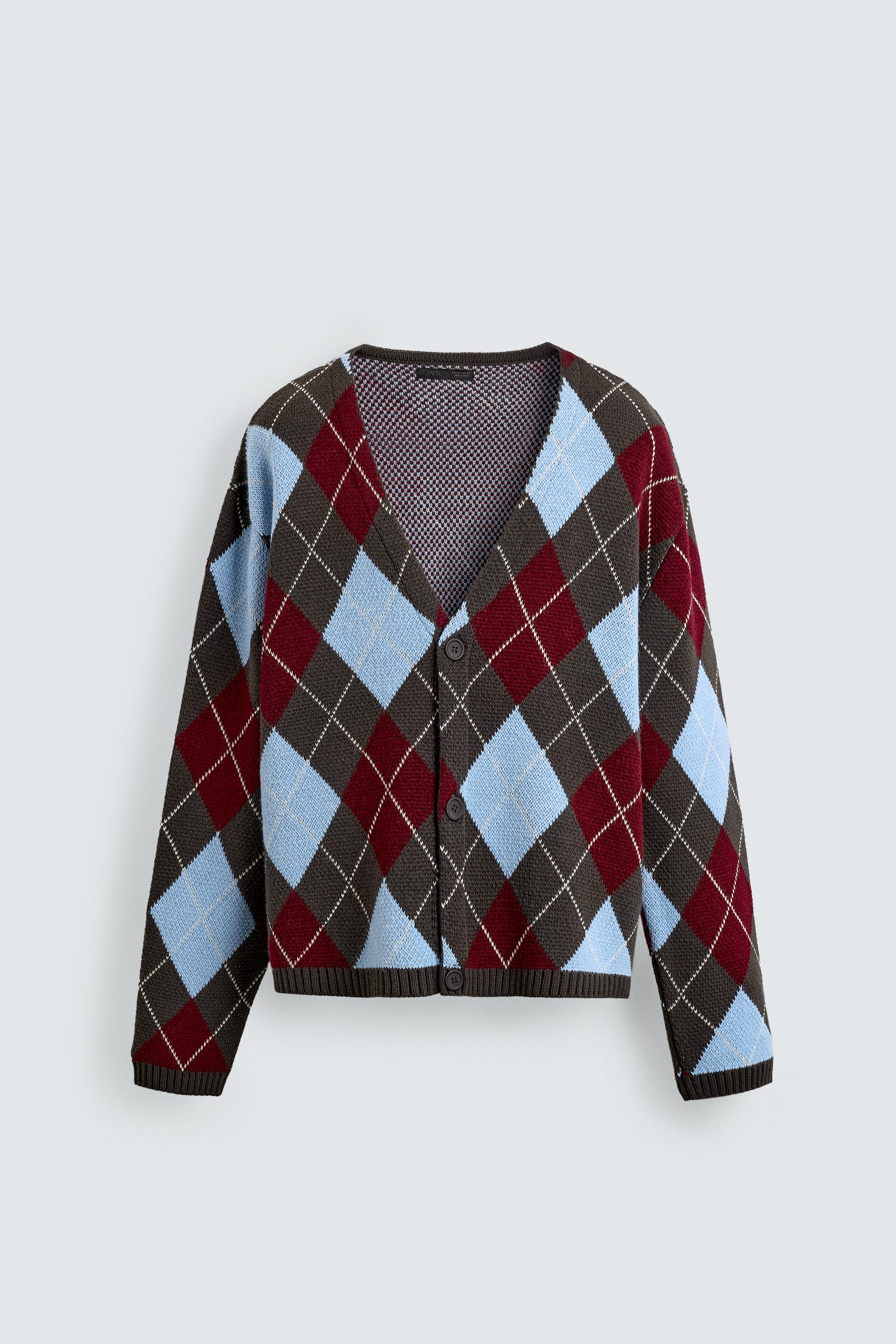 TEXTURED ARGYLE CARDIGAN - Chocolate | ZARA United States